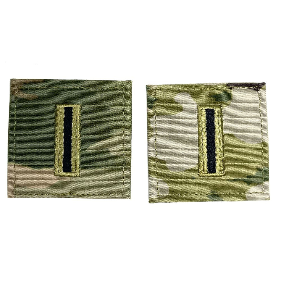 Two US Army CW5 Chief Warrant Officer 5 Rank OCP Patches on a white background