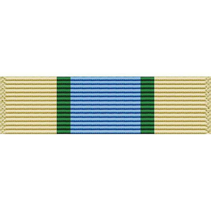 A horizontal ribbon-style graphic with a wide beige striped section, two narrow green vertical bands, and a central blue striped section on a white background.