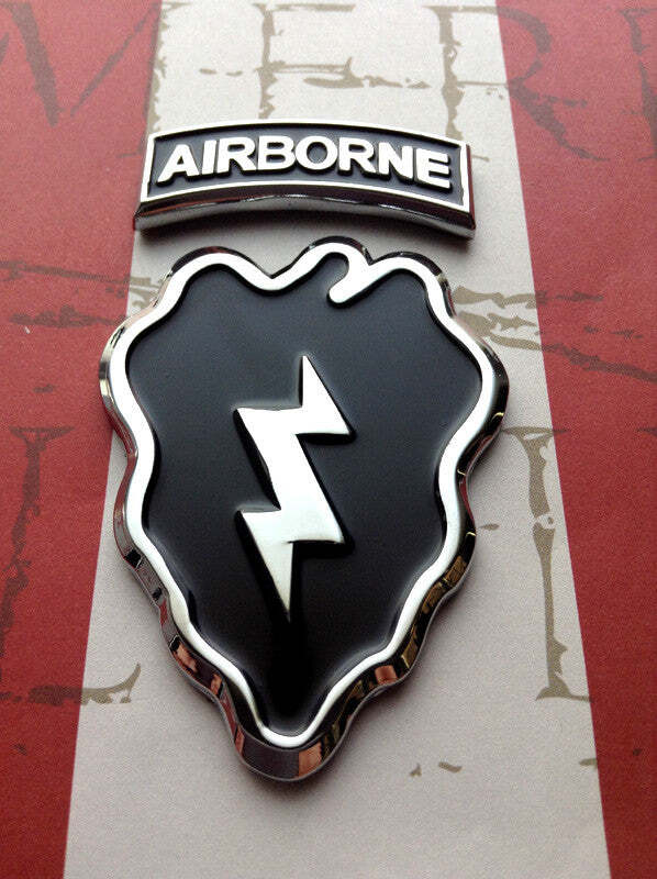 Army Airborne Tab Chrome Metal Car Decal – Large and Small Sizes