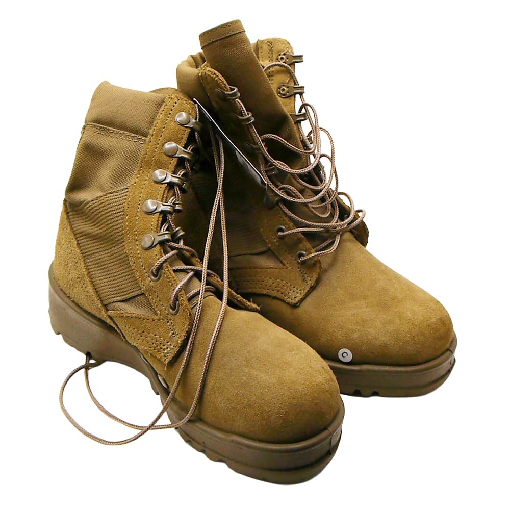 Army Hot Weather Coyote Brown Combat Boots, shown on a plain white background.