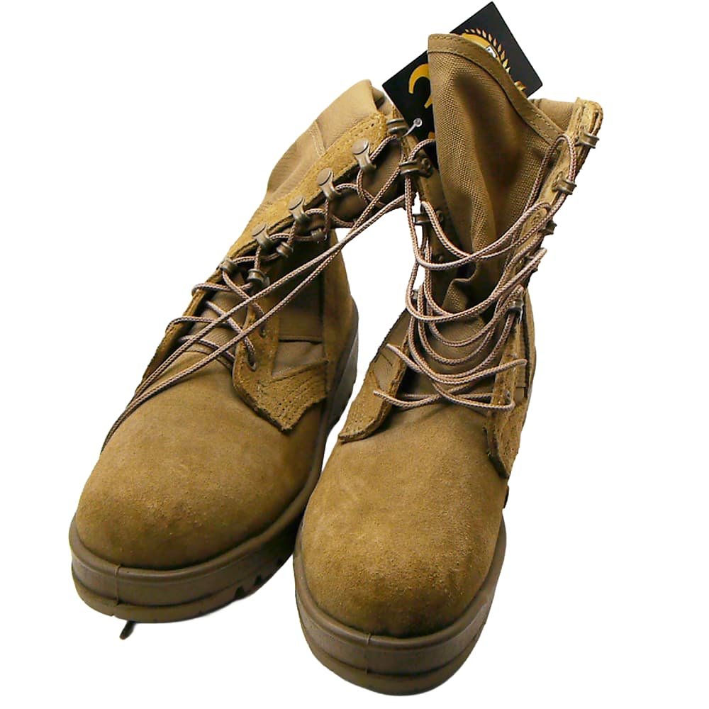 Army Hot Weather Coyote Brown Combat Boots facing forward on a white background