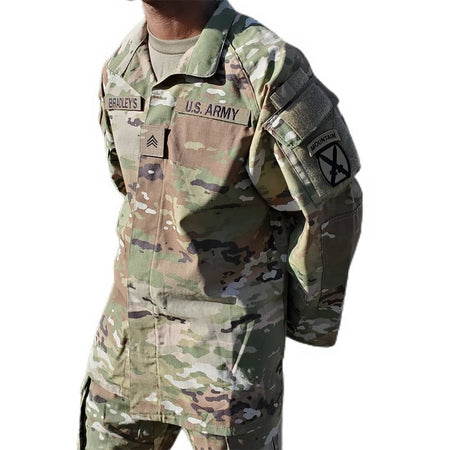 A person wearing a U.S. Army OCP jacket