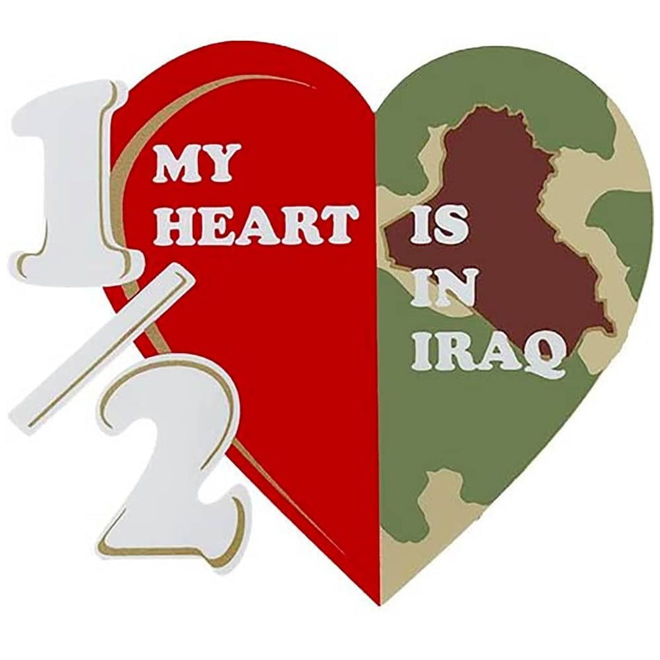 Half My Heart Is In Iraq Decal 4" x 4.5"