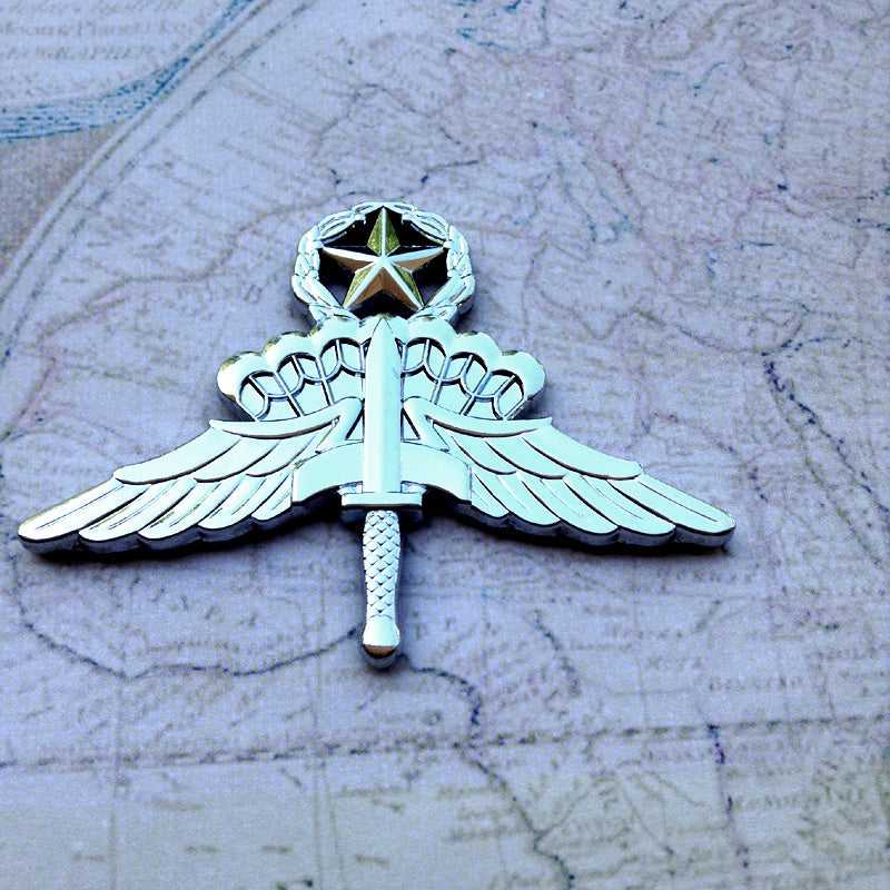 Army Military Freefall HALO Badge – Chrome Metal Car Decal