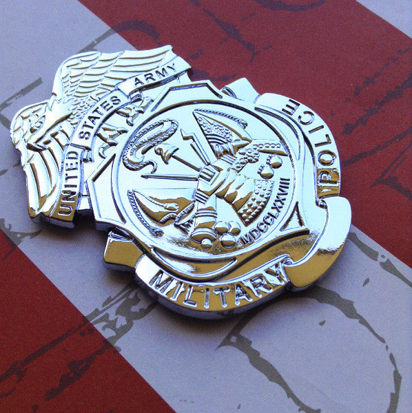 Army Military Police MP Badge Chrome Car Decal 