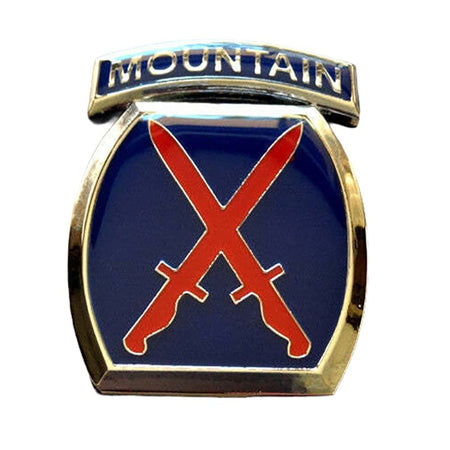 10th Mountain Division Metal Emblem in full color on a white background