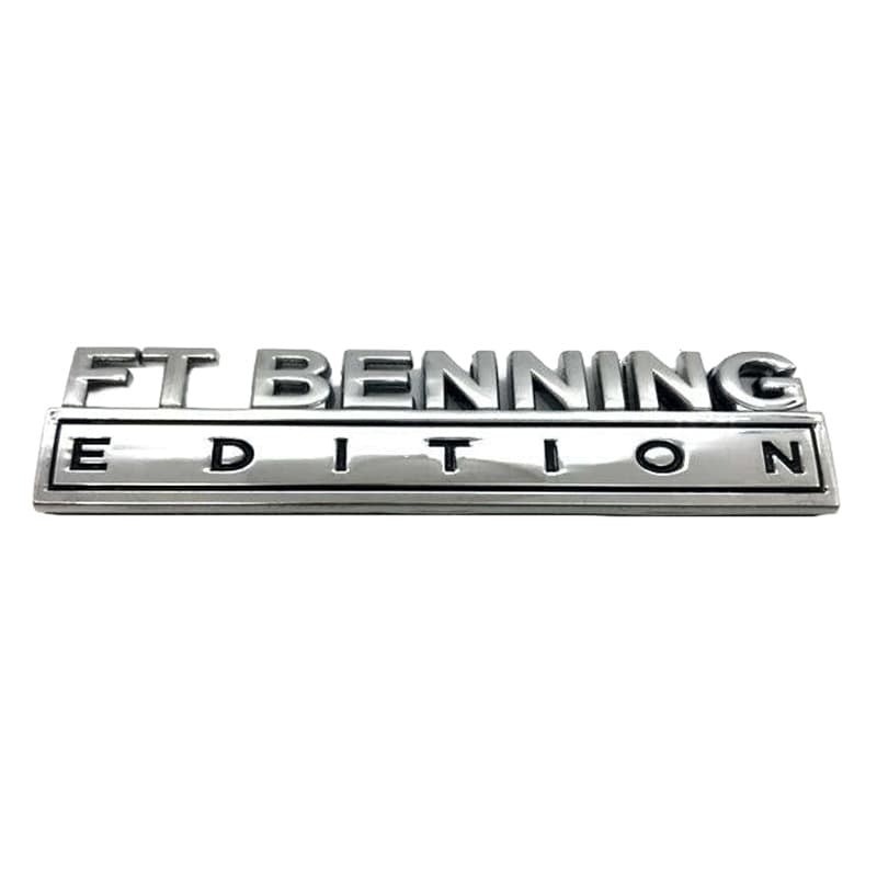 A metallic chrome emblem badge reading 'FT BENNING EDITION' on a plain white background.