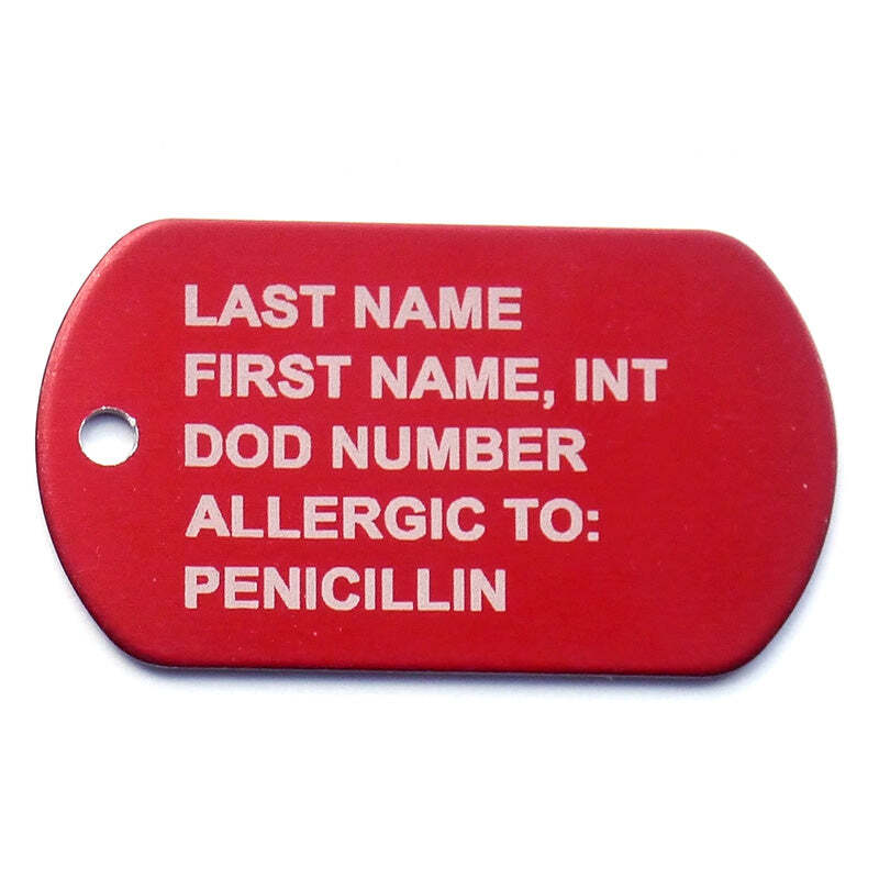 Medical ID Dog Tags – Red Emergency Alert Tags with Custom Engraving