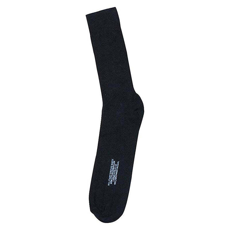 A single dark navy blue crew sock with white text reading 'MADRID ESTRELLAS' printed on the sole, shown against a plain white background.