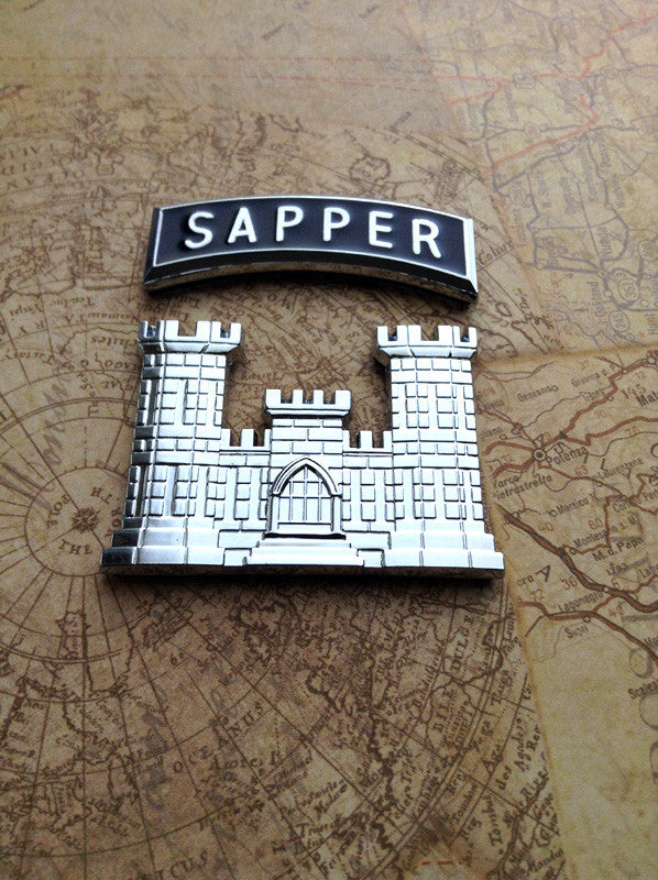 Army Sapper Tab Car Decal | Chrome Metal Military Emblem – Bradley's ...