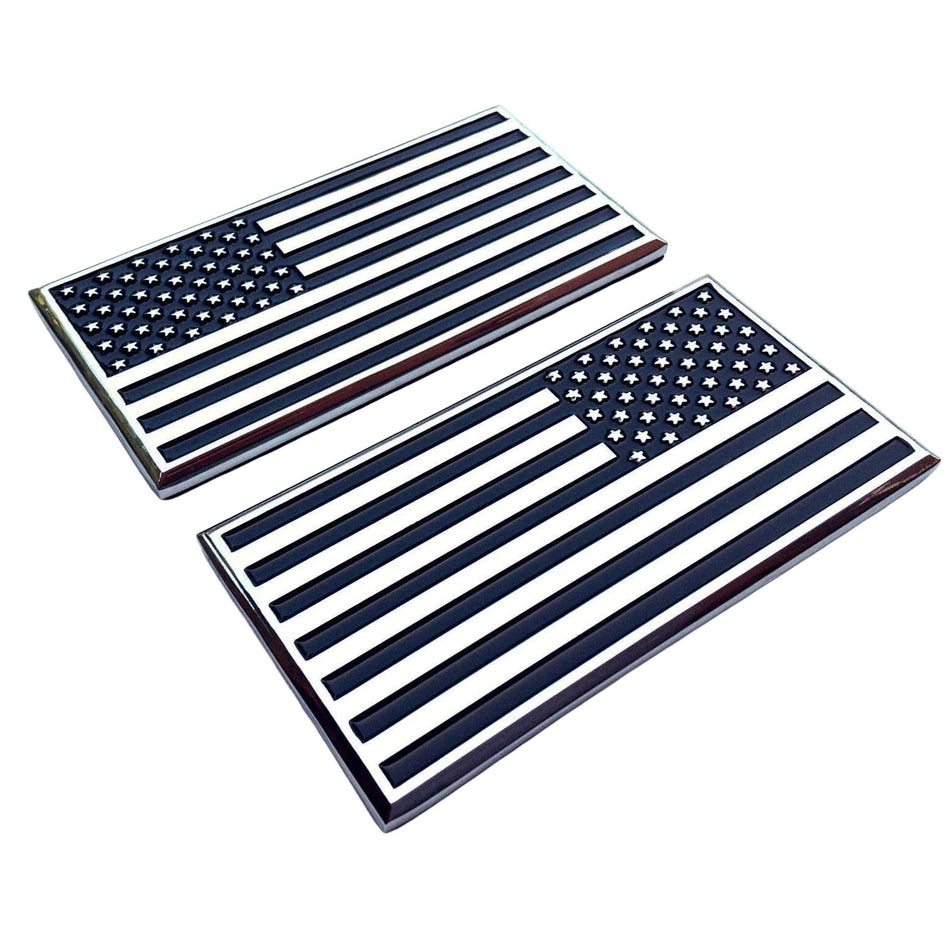 US Flag Chrome Emblem - Set of 2