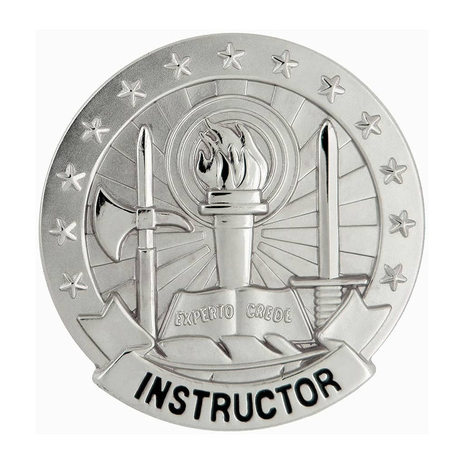 Army Instructor Badge Basic Silver Pin On
