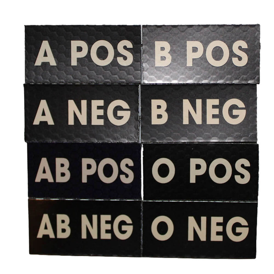 Infrared IR Blood Type Patches With Hook Fastener