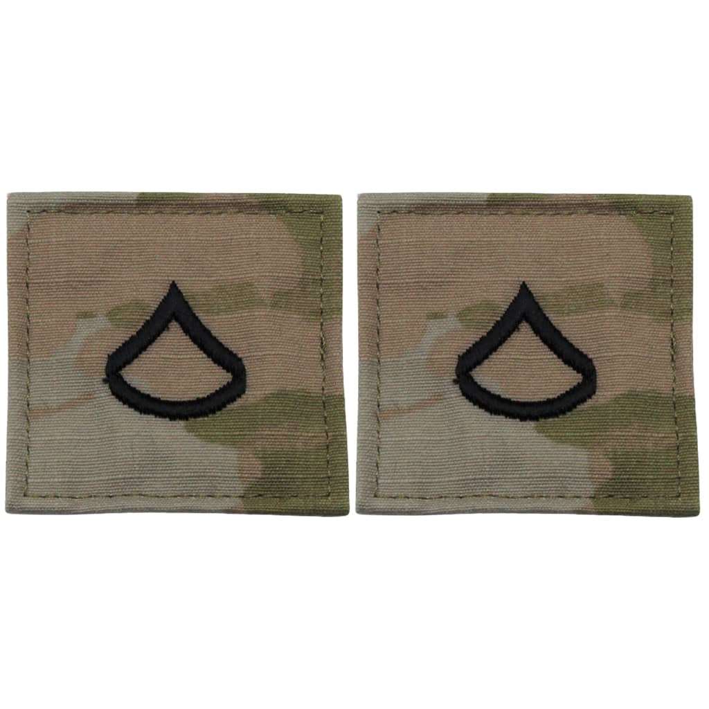 Army PFC Private First Class OCP Rank Patch With Hook Fastener - Pair