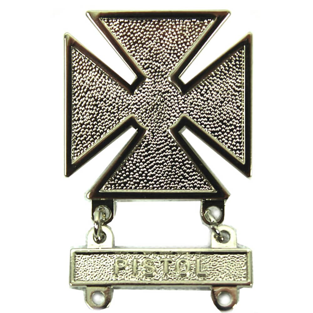 Army Qualification Badges Mirror Finish with Tab Marksman Pistol