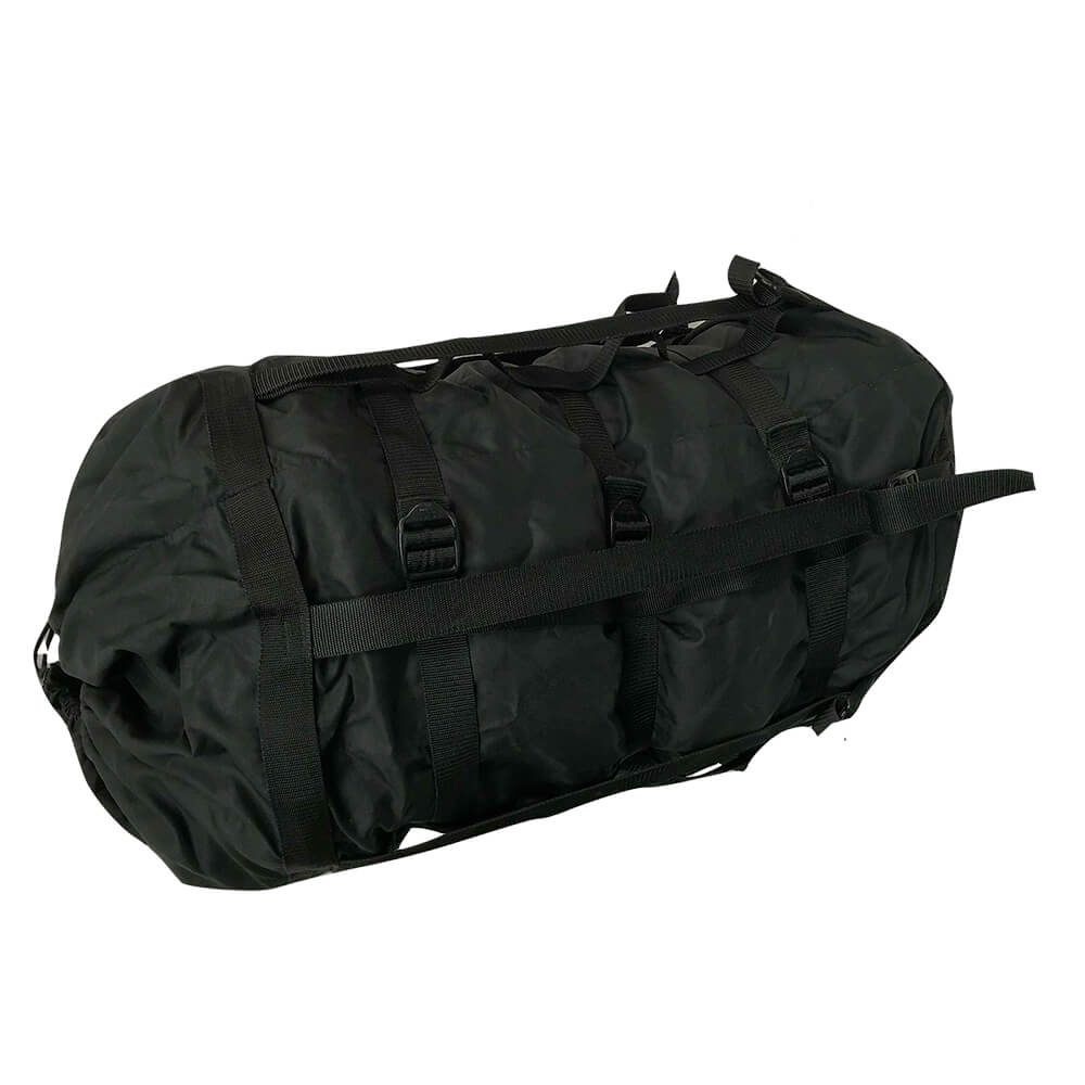 Military Genuine Issue Black Nine Strap Black Nylon Stuff Sack  - Used