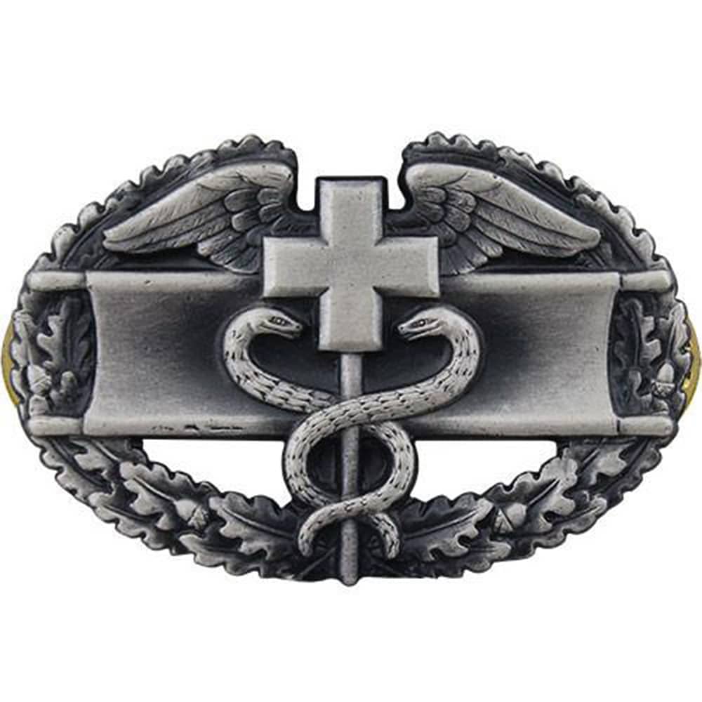 Combat Medical Army Badge 1st Award - Full Size - Silver Oxidized