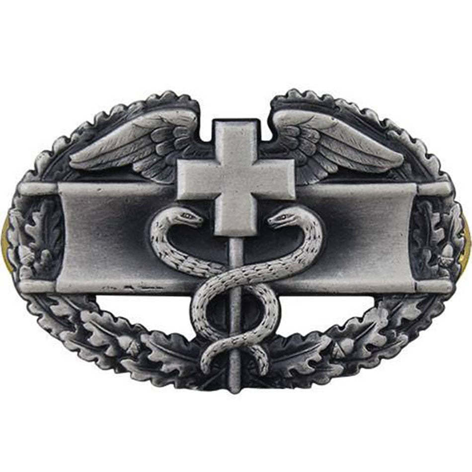 Combat Medic Badge Army Medical CMB 1st Award Full Size Silver Oxidized