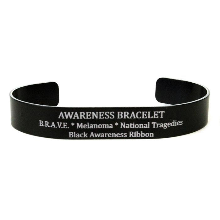Black Personalized Metal Awareness Bracelet With Ribbon