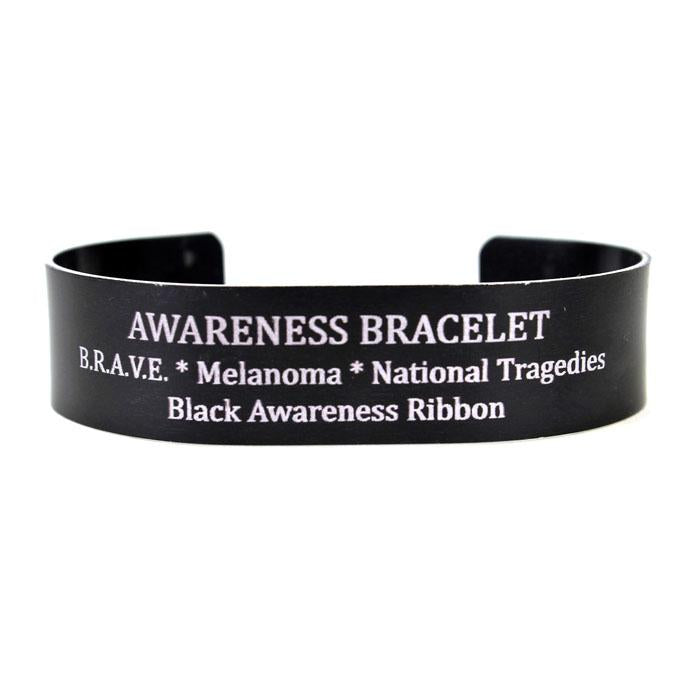 Black Personalized Metal Awareness Bracelet With Ribbon