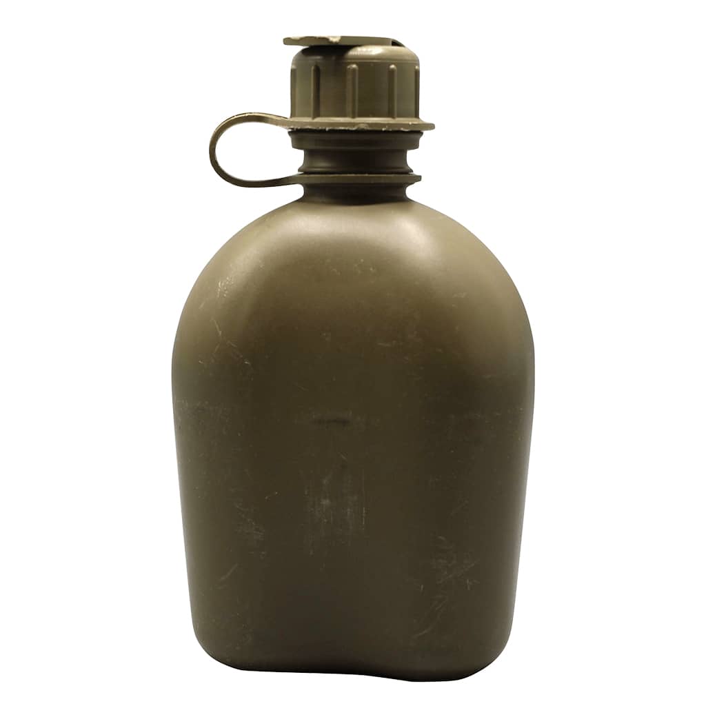 GI 1 Quart Plastic Olive Drab Canteen 3 Piece with NBC Cap - Used