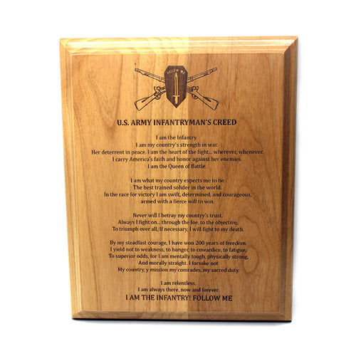 Infantryman's Creed Plaque With Personalized Text