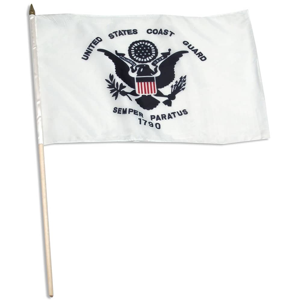 US Coast Guard Flag 12" x 18" on Wooden Stick