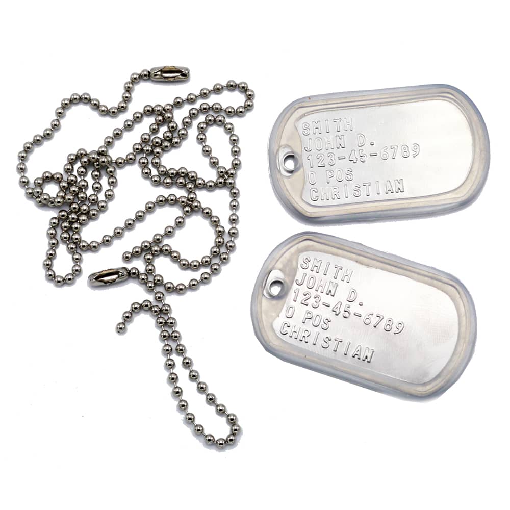Army Dog Tag Set with Clear Silencers