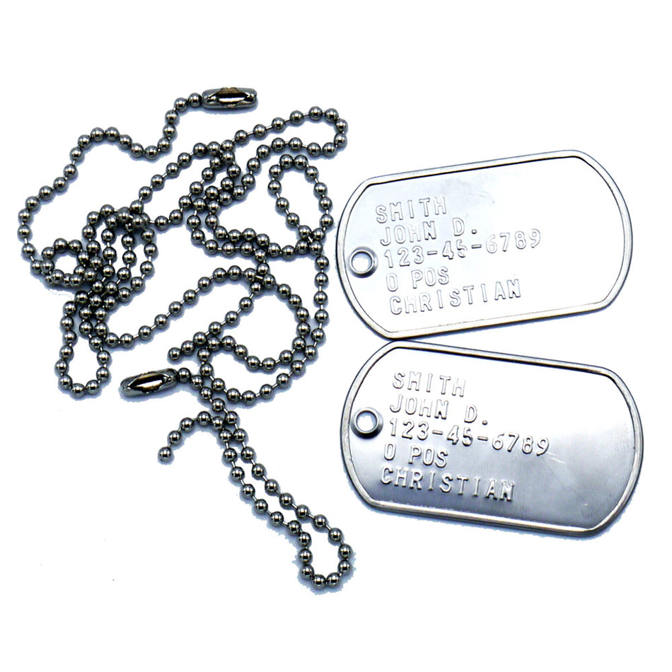 Army Dog Tags Set with Ball Chains