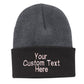 Black Gray Custom Embroidered Fleece-Lined Knit Cap