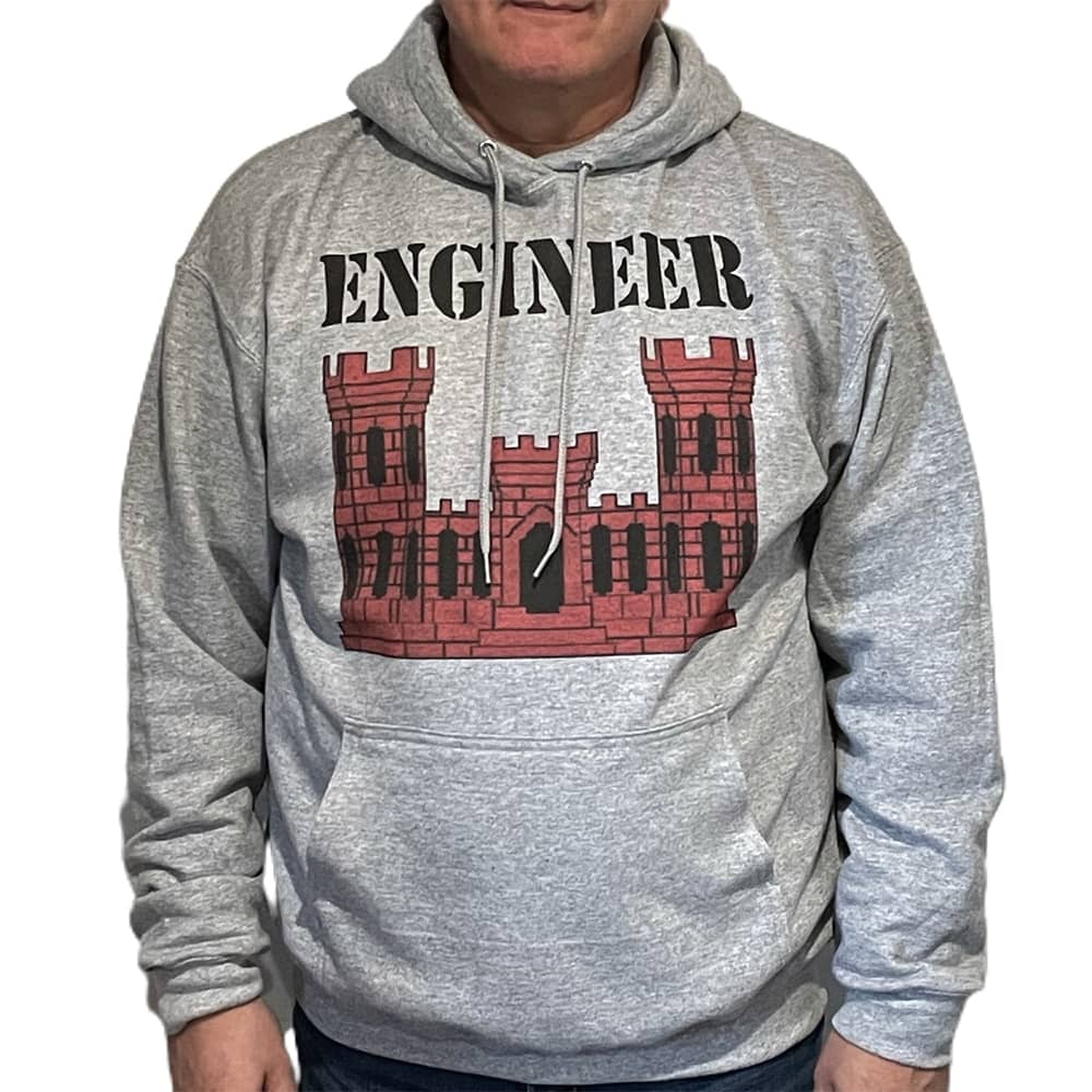 Army Engineer Branch Fleece Pullover Hooded Sweatshirt