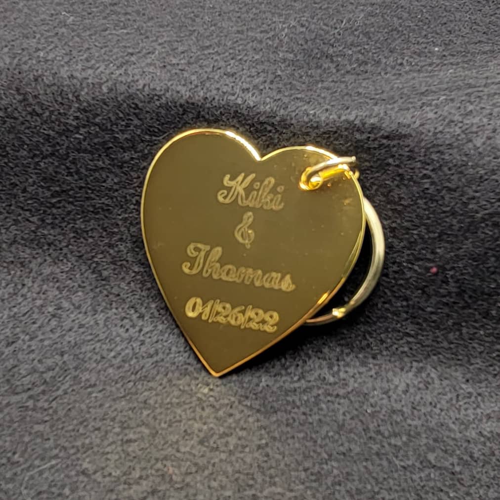 Personalized Gold Heart Brass Keychain