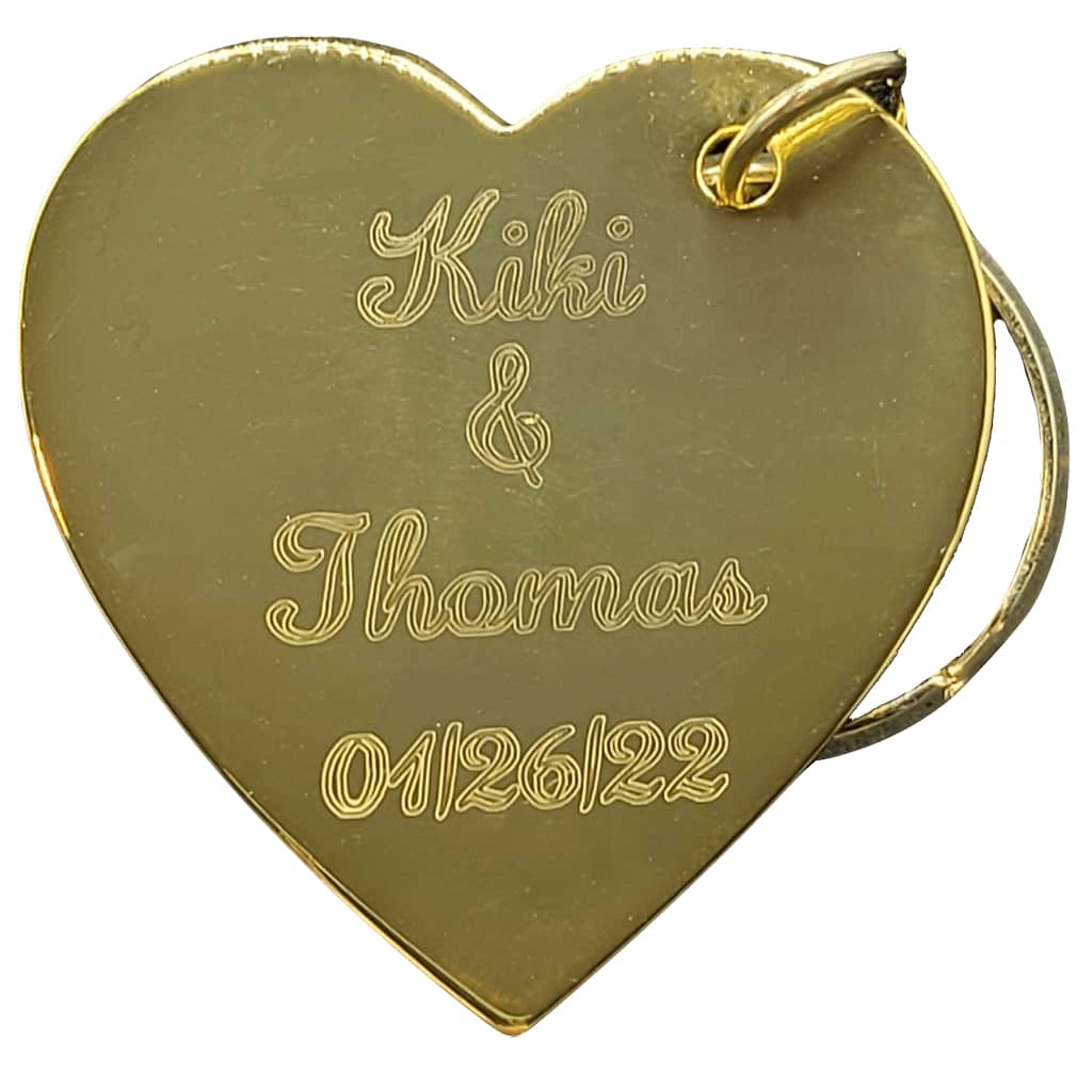 Personalized Gold Heart Brass Keychain
