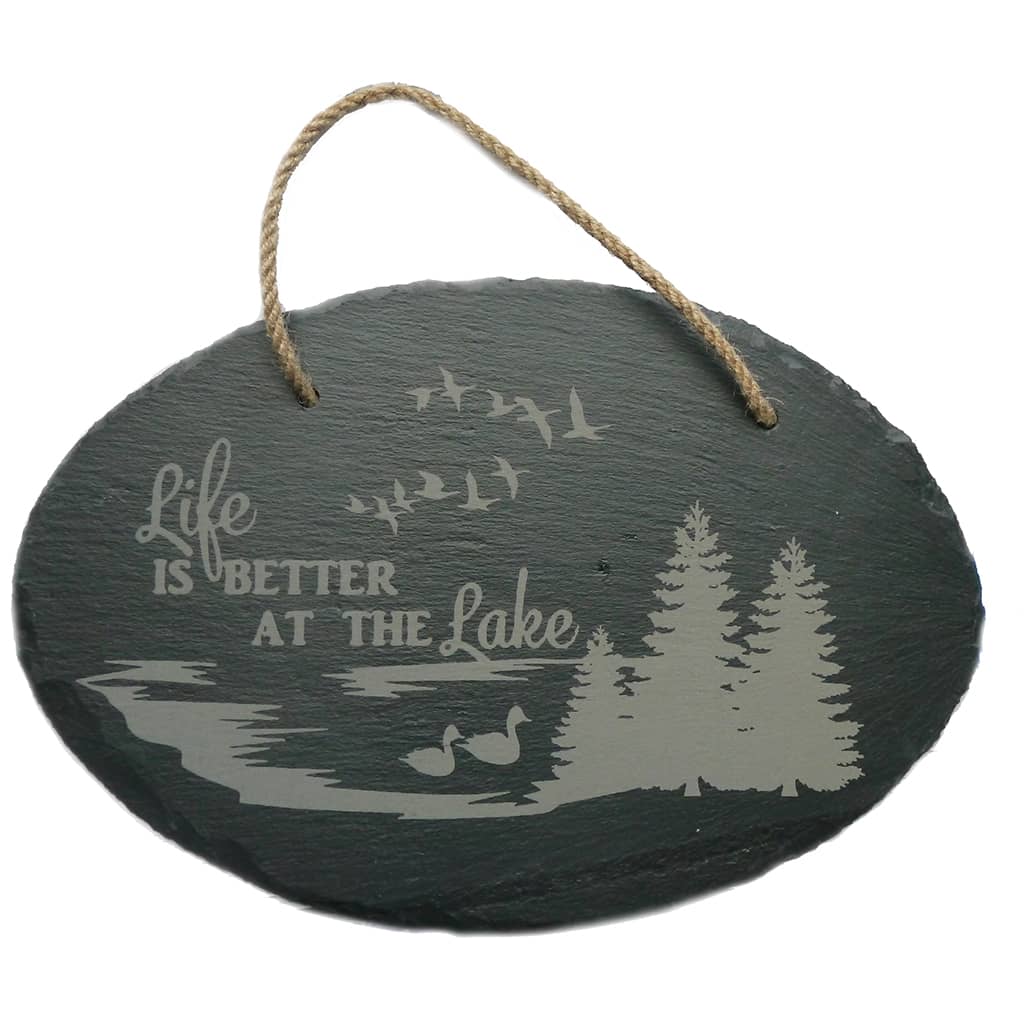 Large Oval Custom Slate Stone Plaque With Hanger String