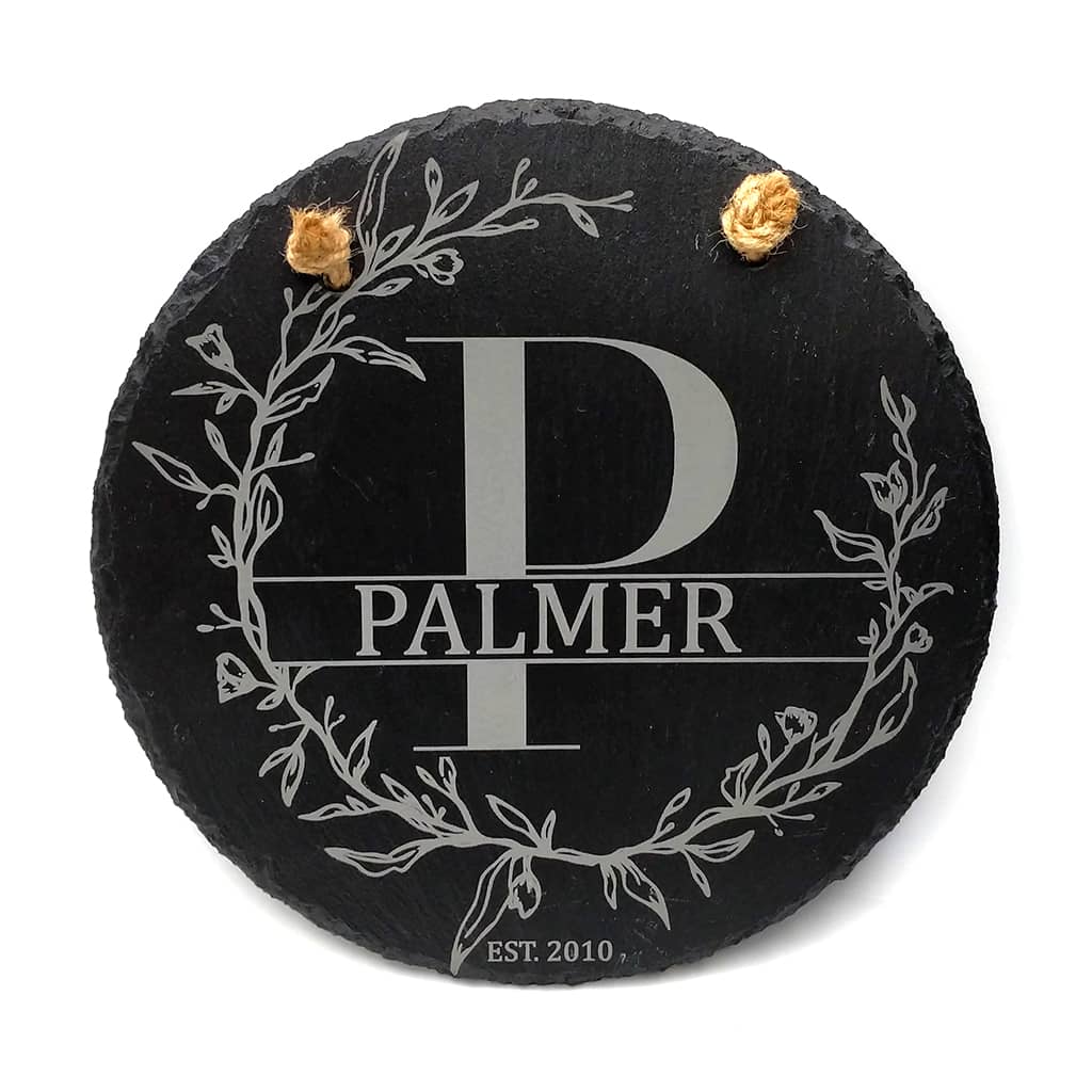 Large Round Custom Slate Stone Plaque With Hanger String