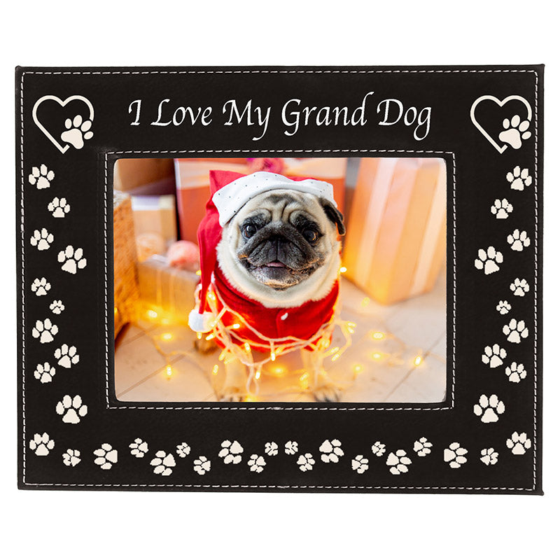 I Love My Dog Black Leather Picture Frame