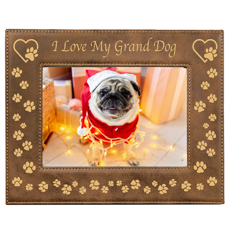 I Love My Dog Rustic Leather Picture Frame
