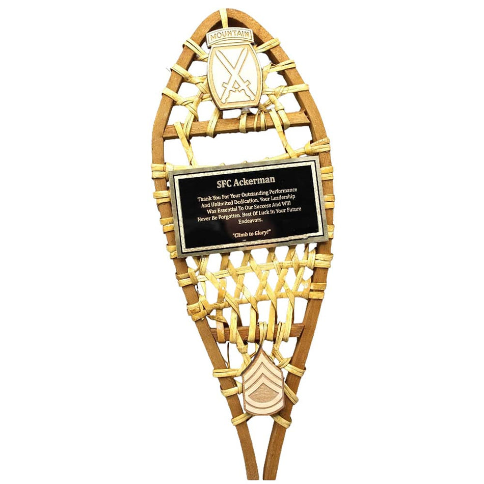 Personalized Small Snow Shoe with Engraved Plaque