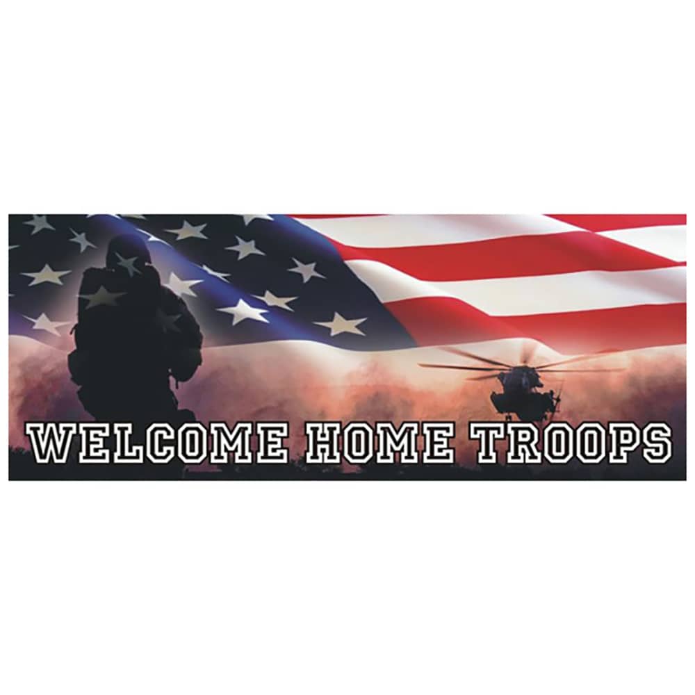 Welcome Home Troops Bumper Sticker 8.25"x3.25"
